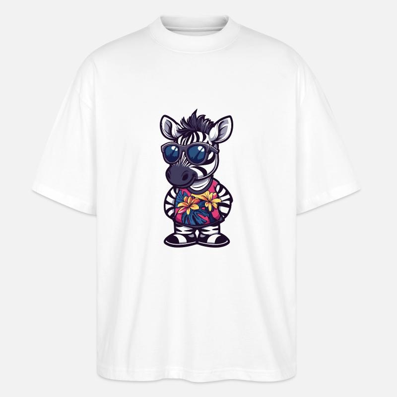 Zebra Comic Urlaub - Stanley/Stella Oversized Unisex Bio T-Shirt Blaster 2.0 - Weiß