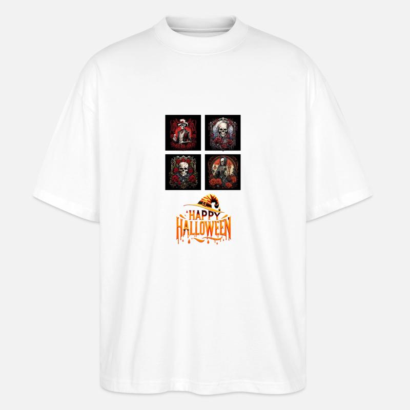 Ensemble squelette rétro Halloween - T-shirt bio Blaster 2.0 coupe oversize Stanley/Stella Unisexe - blanc