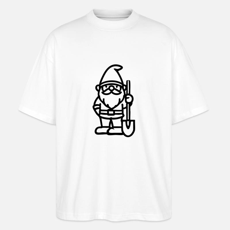 Gartenzwerg Zwerg mit Schaufel - Stanley/Stella Oversized Unisex Bio T-Shirt Blaster 2.0 - Weiß