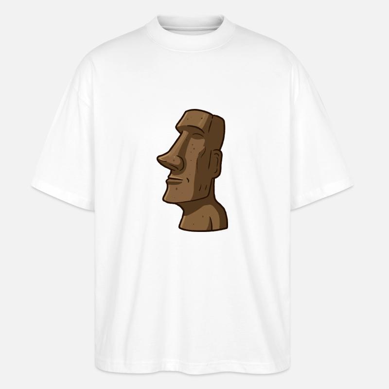 Statue de l’île de Pâques - T-shirt bio Blaster 2.0 coupe oversize Stanley/Stella Unisexe - blanc