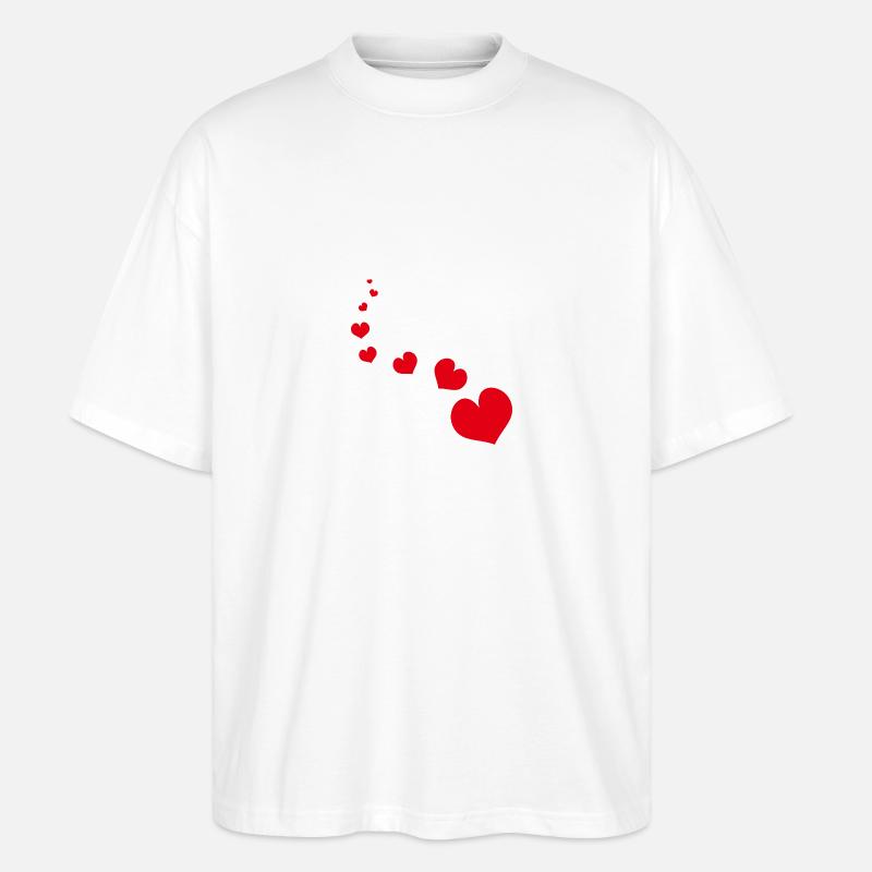 Rotes Herz - Stanley/Stella Oversized Unisex Bio T-Shirt Blaster 2.0 - Weiß
