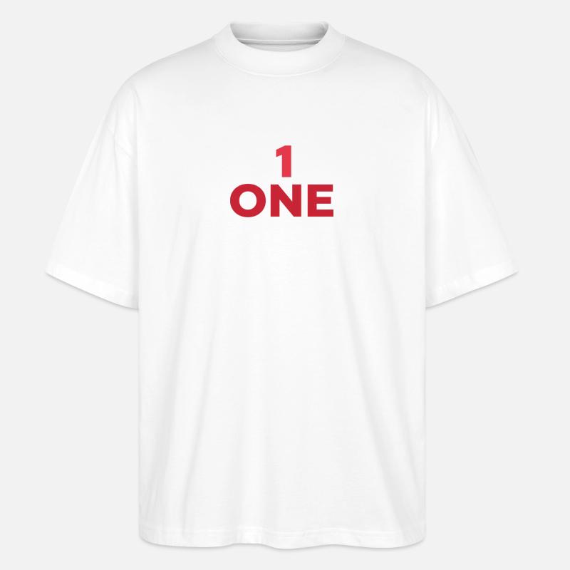 AUSGEWIESENE NUMMER EINS IN ROT - Stanley/Stella Oversized Unisex Bio T-Shirt Blaster 2.0 - Weiß
