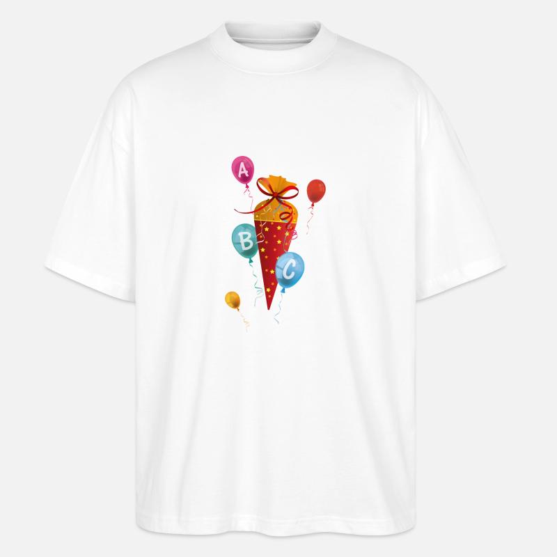 Schultüte mit Luftballons ABC - Stanley/Stella Oversized Unisex Bio T-Shirt Blaster 2.0 - Weiß