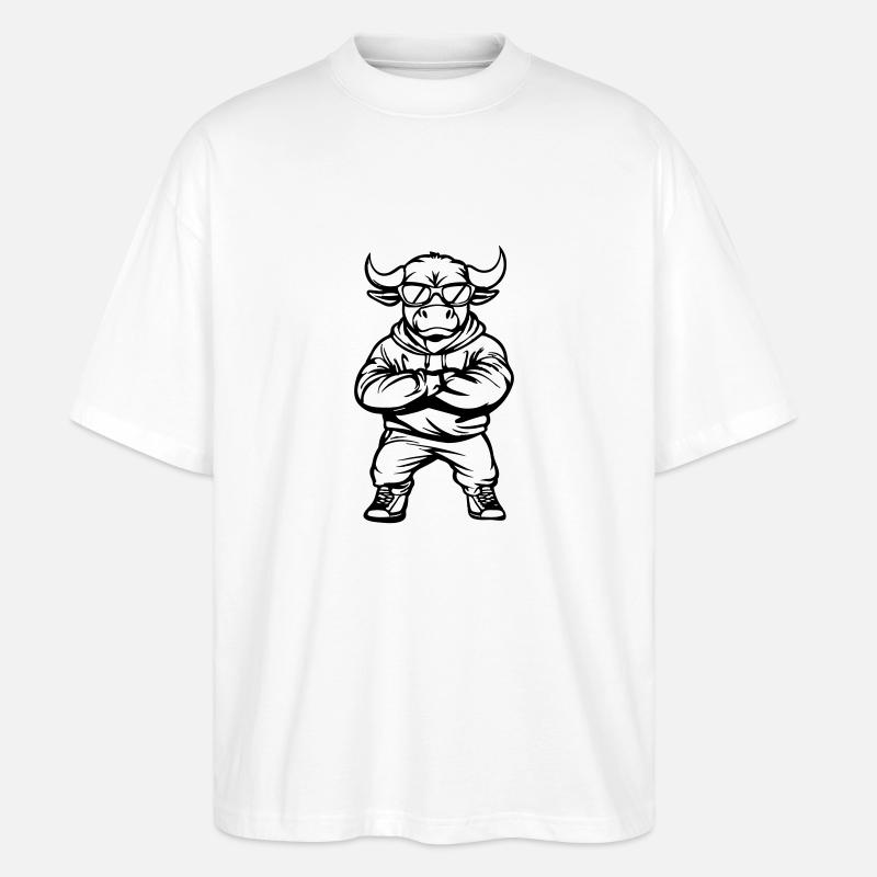 stier comic cool - Stanley/Stella Oversized Unisex Bio T-Shirt Blaster 2.0 - Weiß
