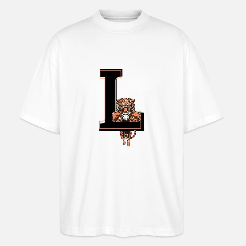 Letter l tiger - gift idea - Stanley/Stella Oversized Unisex Organic T-shirt Blaster 2.0 - white
