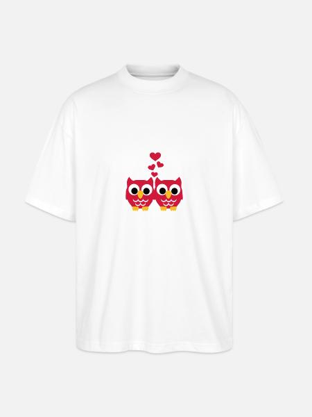Eule Liebe - Stanley/Stella Oversized Unisex Bio T-Shirt Blaster 2.0 - Weiß