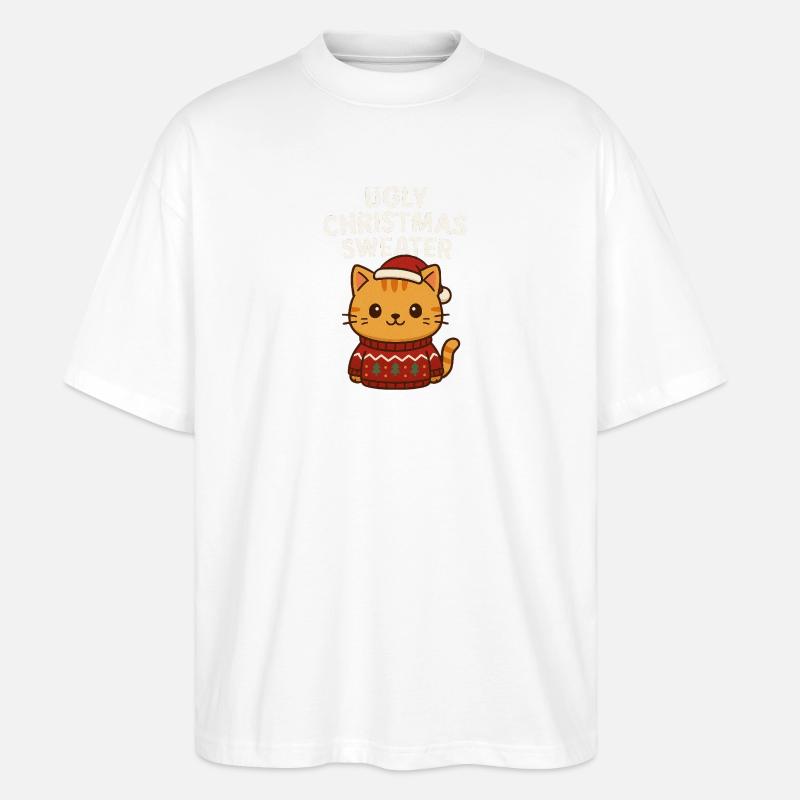 Pull de Noël moche pour chat - T-shirt bio Blaster 2.0 coupe oversize Stanley/Stella Unisexe - blanc