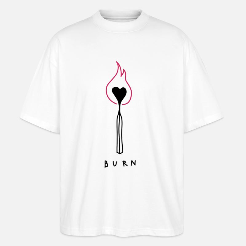 Burn Herz - Stanley/Stella Oversized Unisex Bio T-Shirt Blaster 2.0 - Weiß