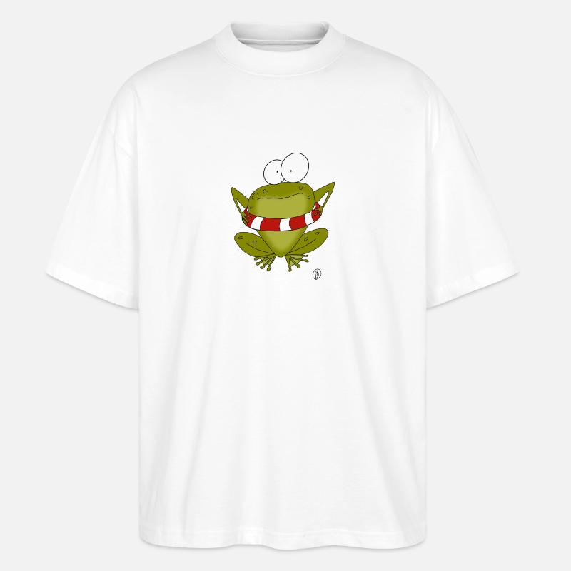 Frosch mit Rettungsring - Stanley/Stella Oversized Unisex Bio T-Shirt Blaster 2.0 - Weiß