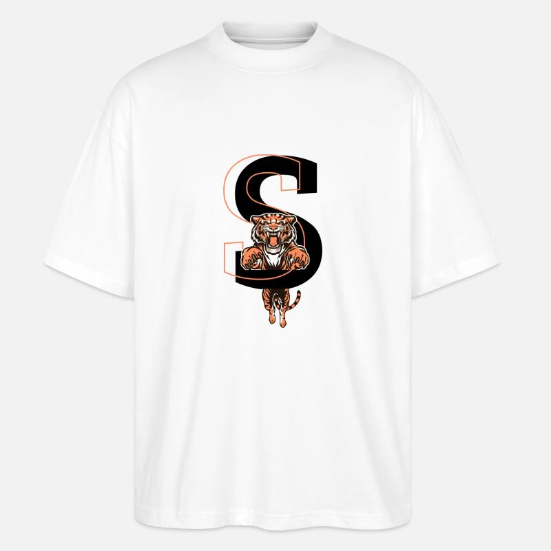 Tiger Buchstaben - Geschenkidee - Stanley/Stella Oversized Unisex Bio T-Shirt Blaster 2.0 - Weiß