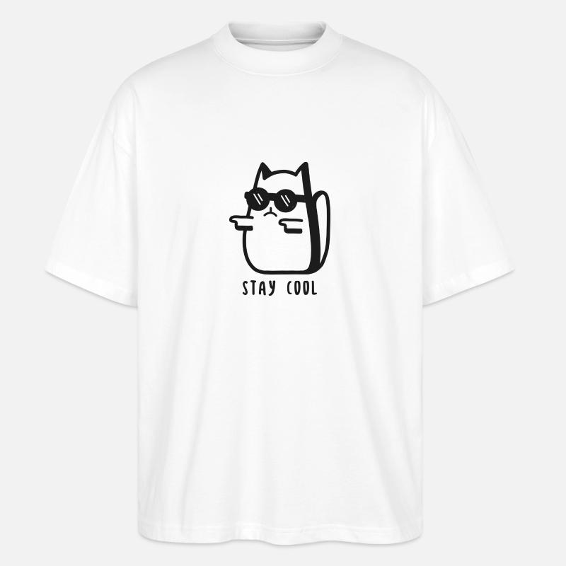 KATZE BLEIB COOL - Stanley/Stella Oversized Unisex Bio T-Shirt Blaster 2.0 - Weiß