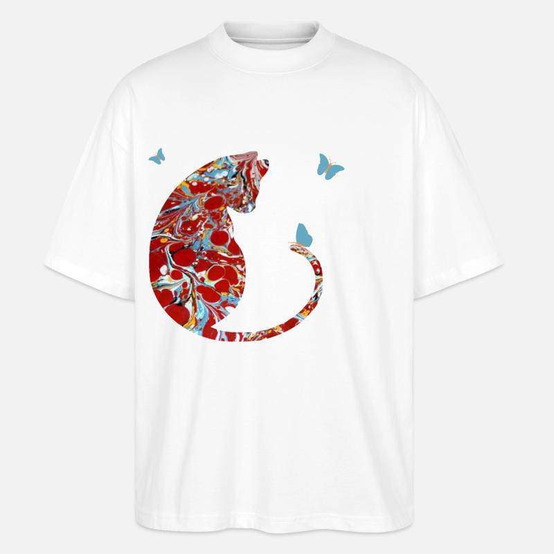 Chat avec Papillon E 251 - T-shirt bio Blaster 2.0 coupe oversize Stanley/Stella Unisexe - blanc