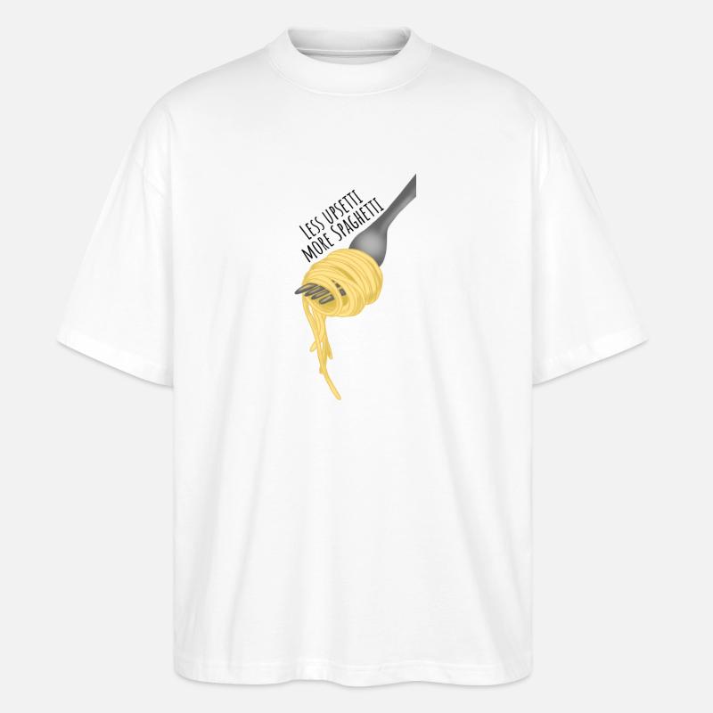 Moins d'upsetti, plus de spaghettis - T-shirt bio Blaster 2.0 coupe oversize Stanley/Stella Unisexe - blanc