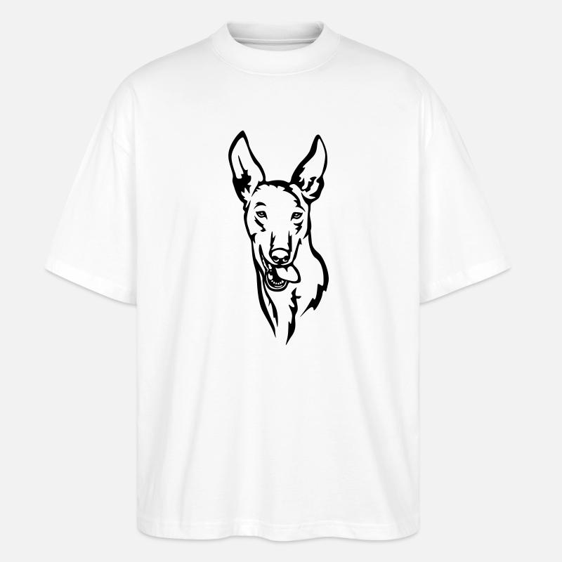 Podenco Kopf - Stanley/Stella Oversized Unisex Bio T-Shirt Blaster 2.0 - Weiß