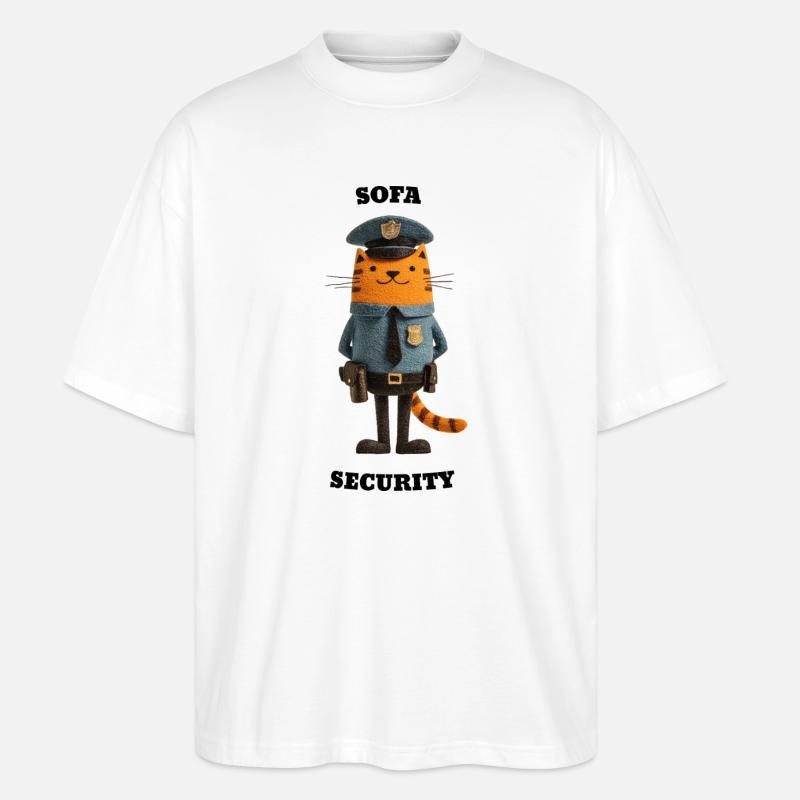 Sofa Security - witzige Katzen Illustration - Stanley/Stella Oversized Unisex Bio T-Shirt Blaster 2.0 - Weiß