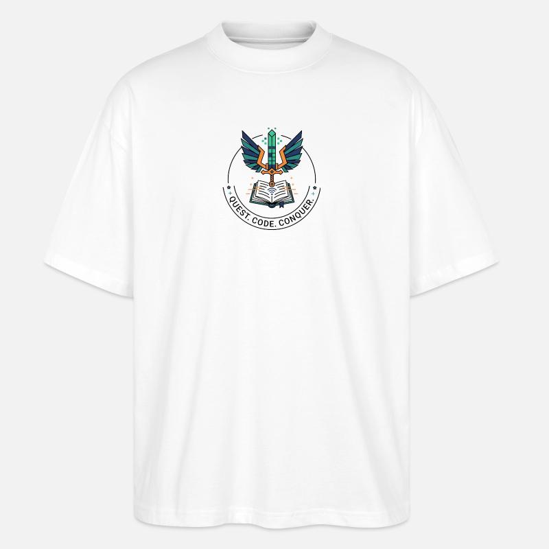 Quest. Code. Conquérir l’emblème - T-shirt bio Blaster 2.0 coupe oversize Stanley/Stella Unisexe - blanc