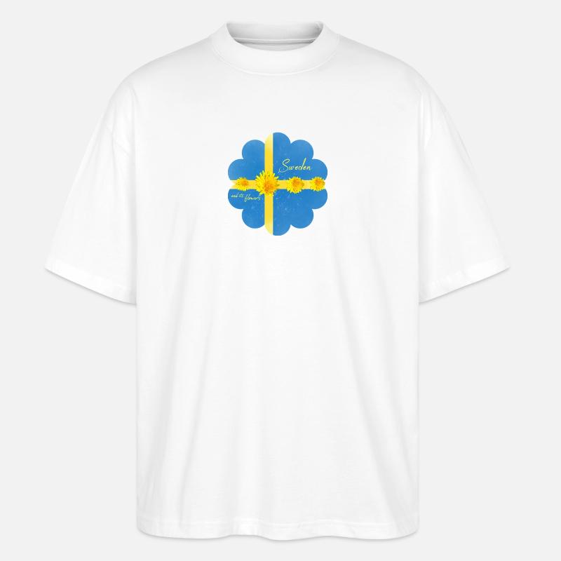 Schweden Blumen Midsommer - Stanley/Stella Oversized Unisex Bio T-Shirt Blaster 2.0 - Weiß