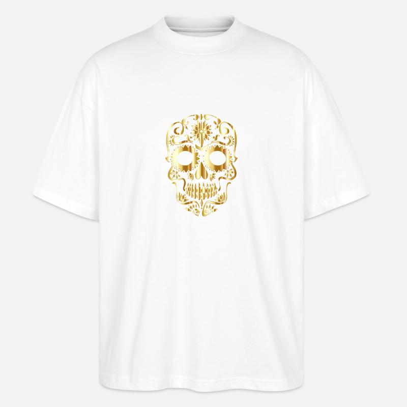 Crâne d'or - T-shirt bio Blaster 2.0 coupe oversize Stanley/Stella Unisexe - blanc