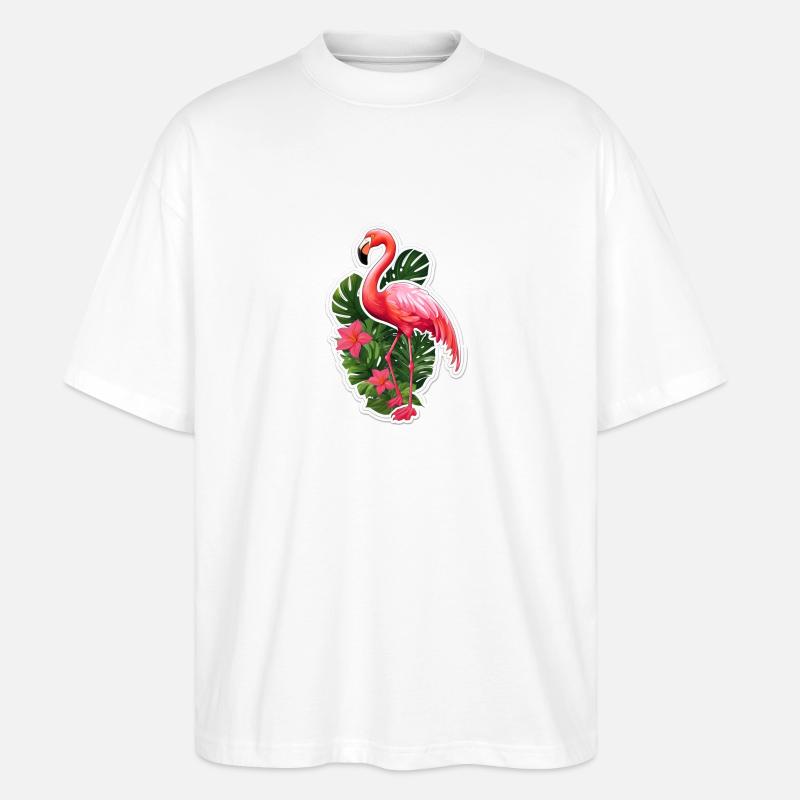 Flamingo - Stanley/Stella Oversized Unisex Organic T-shirt Blaster 2.0 - white