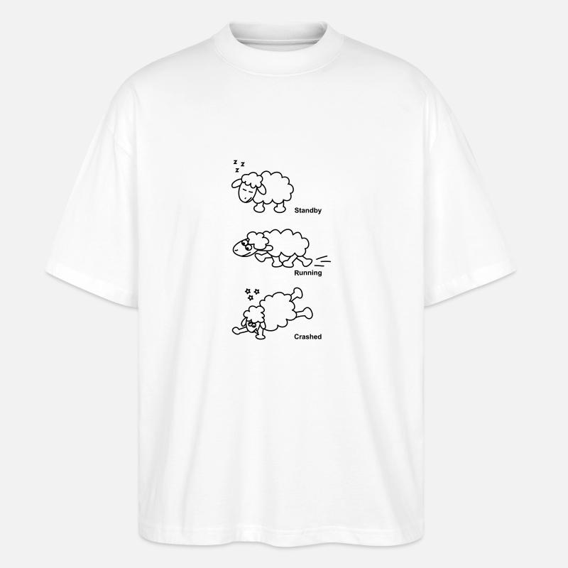 Schaf Standby Running Crashed - Stanley/Stella Oversized Unisex Bio T-Shirt Blaster 2.0 - Weiß