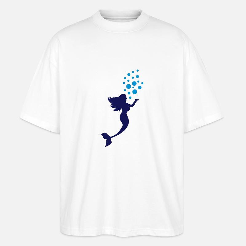 meerjungfrau_silhouette_a2 - Stanley/Stella Oversized Unisex Bio T-Shirt Blaster 2.0 - Weiß