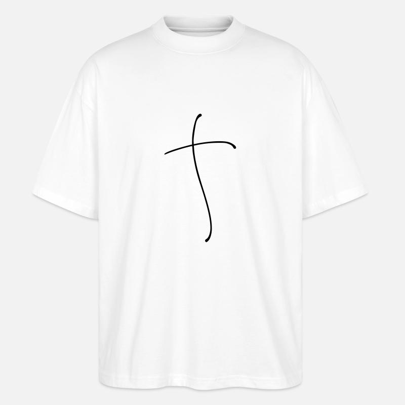 Schlichte Kreuz Linie - Stanley/Stella Oversized Unisex Bio T-Shirt Blaster 2.0 - Weiß