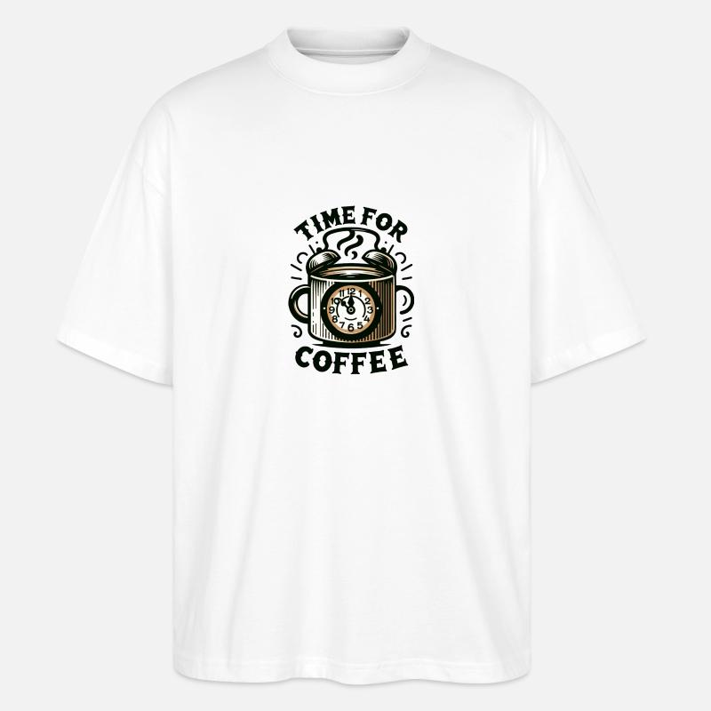 C’est l’heure du café - T-shirt bio Blaster 2.0 coupe oversize Stanley/Stella Unisexe - blanc