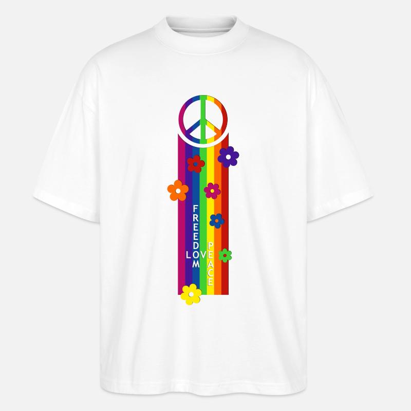 RAINBOW FOR PEACE - Stanley/Stella Oversized Unisex Bio T-Shirt Blaster 2.0 - Weiß