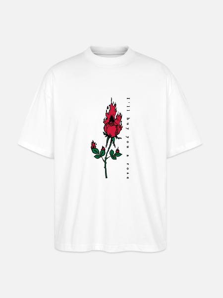 Burning Rose Print - Stanley/Stella Oversized Unisex Organic T-shirt Blaster 2.0 - white