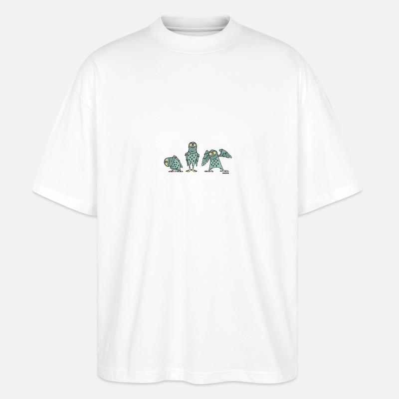 Eulen - türkis - Stanley/Stella Oversized Unisex Bio T-Shirt Blaster 2.0 - Weiß