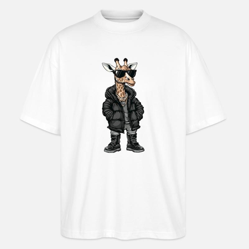 Giraffe Cool Winter - Stanley/Stella Oversized Unisex Bio T-Shirt Blaster 2.0 - Weiß