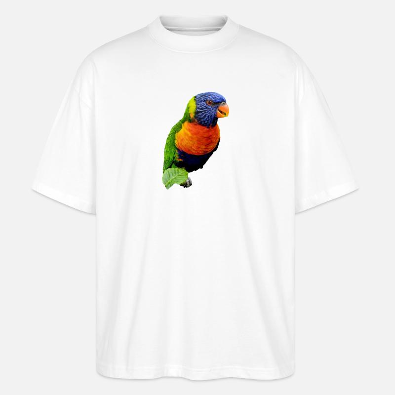 Bunter Lorikeet Druckdesign - Stanley/Stella Oversized Unisex Bio T-Shirt Blaster 2.0 - Weiß