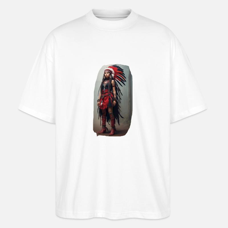 Indianer Mädchen - Stanley/Stella Oversized Unisex Bio T-Shirt Blaster 2.0 - Weiß