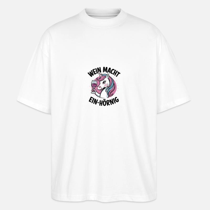 Wein macht Ein-Hörnig - Stanley/Stella Oversized Unisex Bio T-Shirt Blaster 2.0 - Weiß