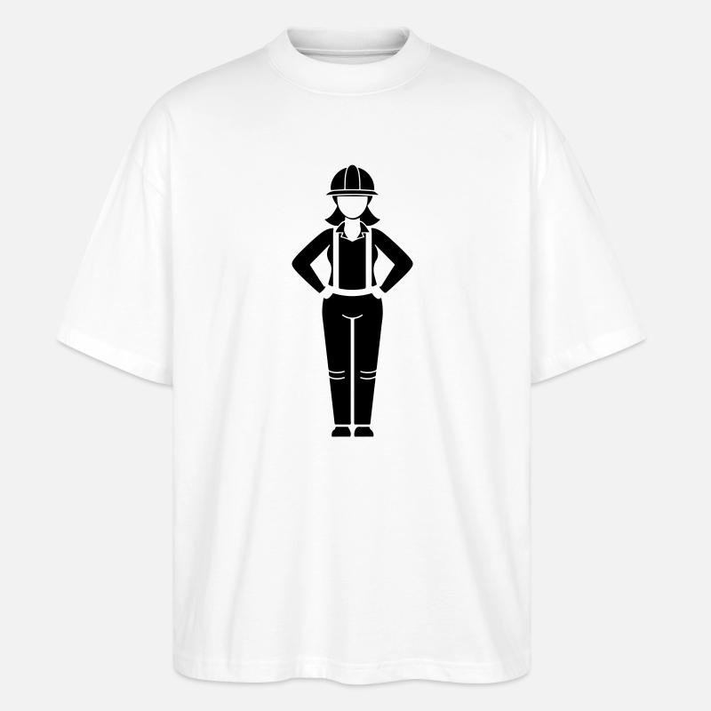 Bauarbeiter Frau Teamleiterin - Stanley/Stella Oversized Unisex Bio T-Shirt Blaster 2.0 - Weiß