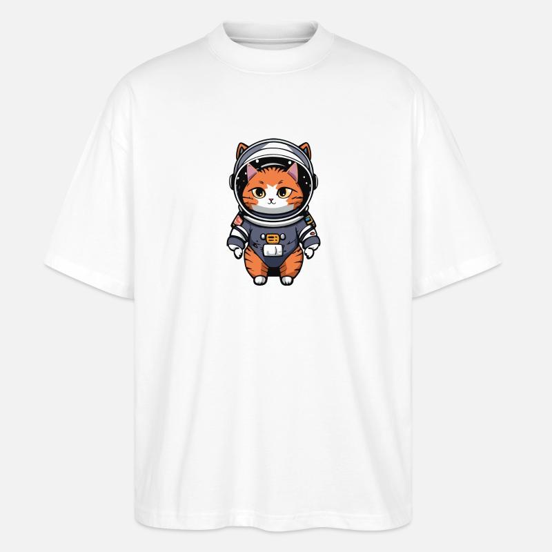 katze raumfahrt - Stanley/Stella Oversized Unisex Bio T-Shirt Blaster 2.0 - Weiß