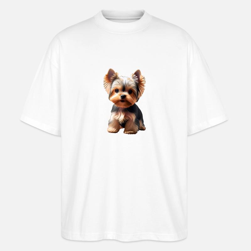 Hund - Yorkshire Terrier - Stanley/Stella Oversized Unisex Bio T-Shirt Blaster 2.0 - Weiß