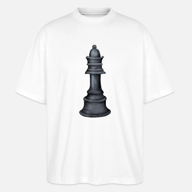 Graustufen Schachfigur Kunstdruck - Stanley/Stella Oversized Unisex Bio T-Shirt Blaster 2.0 - Weiß