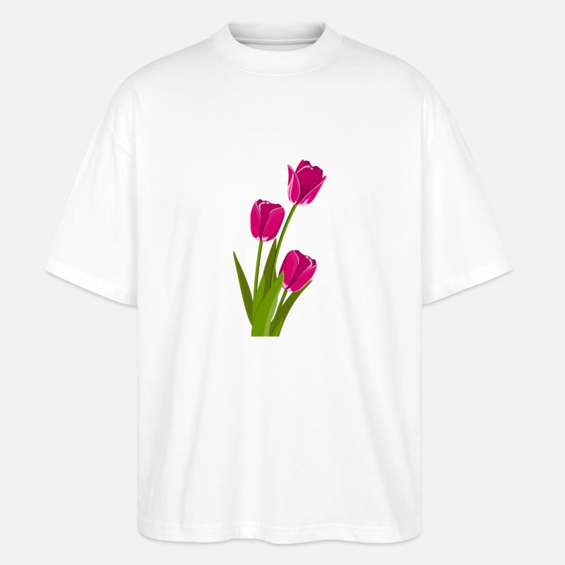 Tulpe Geschenk Geschenkidee - Stanley/Stella Oversized Unisex Bio T-Shirt Blaster 2.0 - Weiß