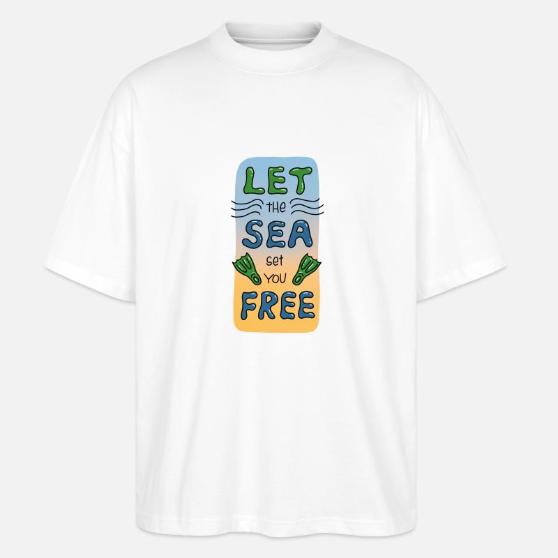 Laisse la mer te libérer - T-shirt bio Blaster 2.0 coupe oversize Stanley/Stella Unisexe - blanc