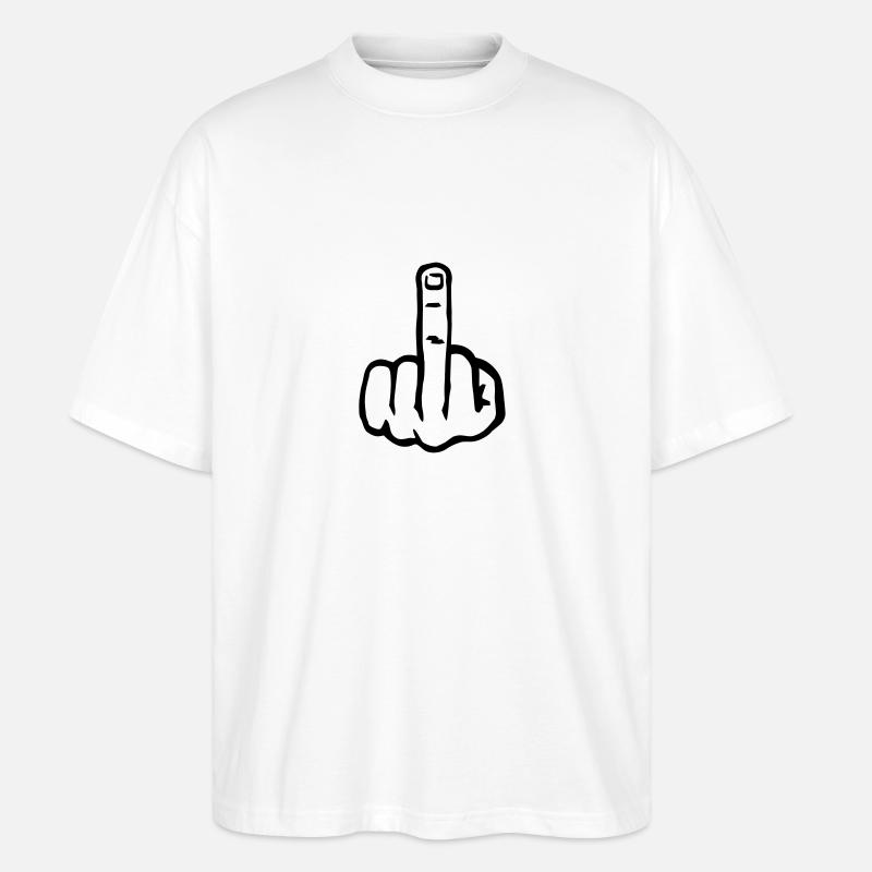 Middle finger - Stanley/Stella Oversized Unisex Organic T-shirt Blaster 2.0 - white