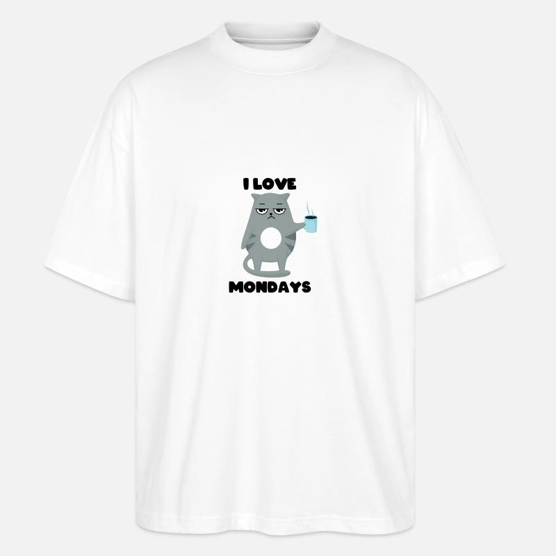 I love mondays - Cat Grumpy - Stanley/Stella Oversized Unisex Bio T-Shirt Blaster 2.0 - Weiß