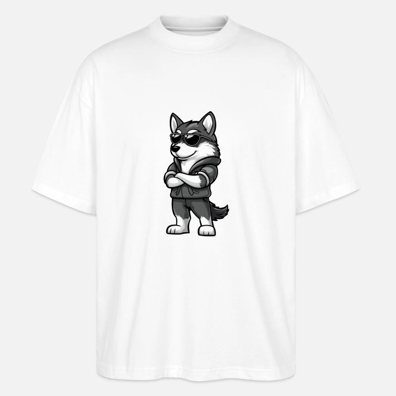 Husky Hund Cool - Stanley/Stella Oversized Unisex Bio T-Shirt Blaster 2.0 - Weiß
