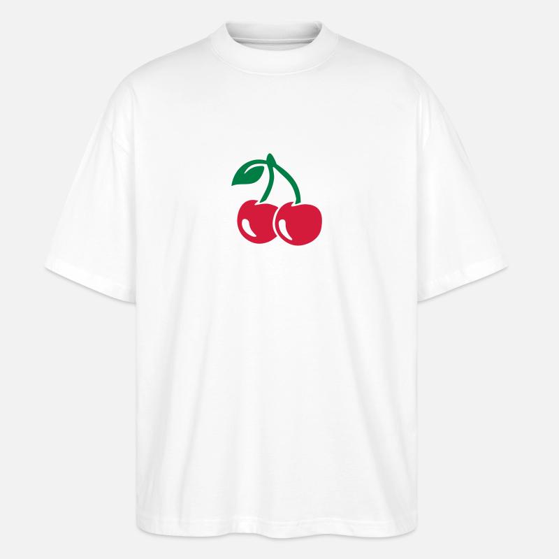 Kirsche - Stanley/Stella Oversized Unisex Bio T-Shirt Blaster 2.0 - Weiß