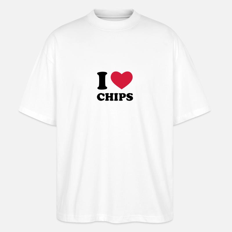 I Love Chips - Stanley/Stella Oversized Unisex Bio T-Shirt Blaster 2.0 - Weiß