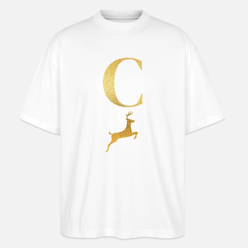 Buchstabe c goldener Hirsch - Geschenkidee - Stanley/Stella Oversized Unisex Bio T-Shirt Blaster 2.0 - Weiß