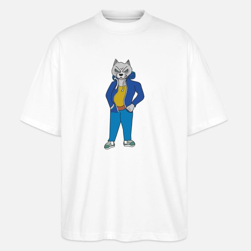 Wütende graue Katze - Stanley/Stella Oversized Unisex Bio T-Shirt Blaster 2.0 - Weiß