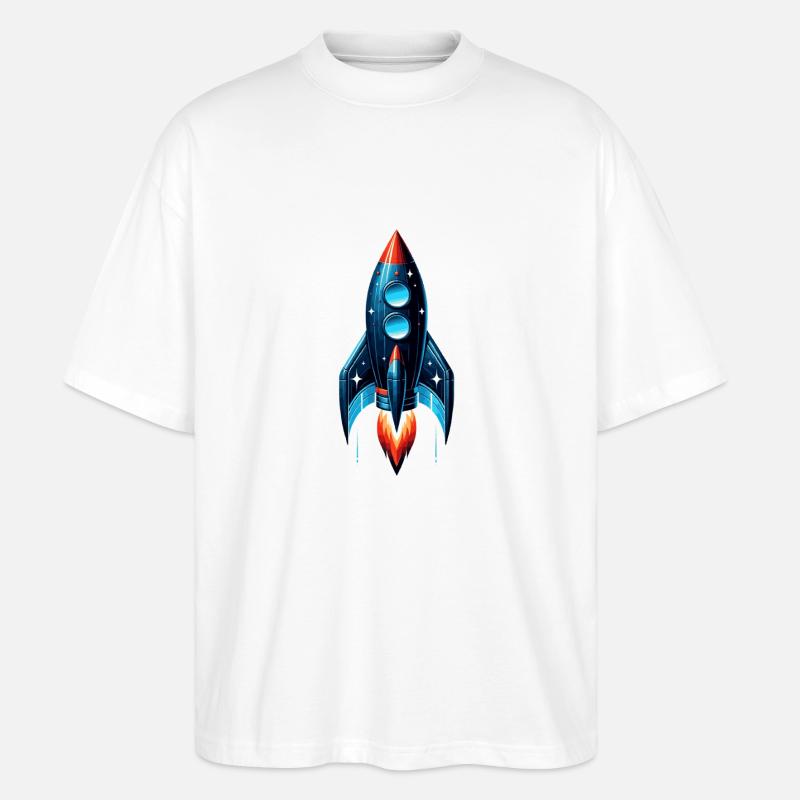 Rakete mit Sternen | Spaceship - Stanley/Stella Oversized Unisex Bio T-Shirt Blaster 2.0 - Weiß