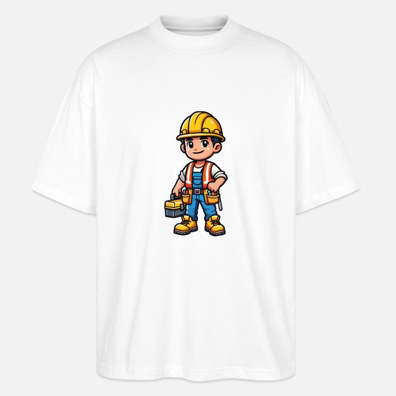 bauarbeiter - Stanley/Stella Oversized Unisex Bio T-Shirt Blaster 2.0 - Weiß