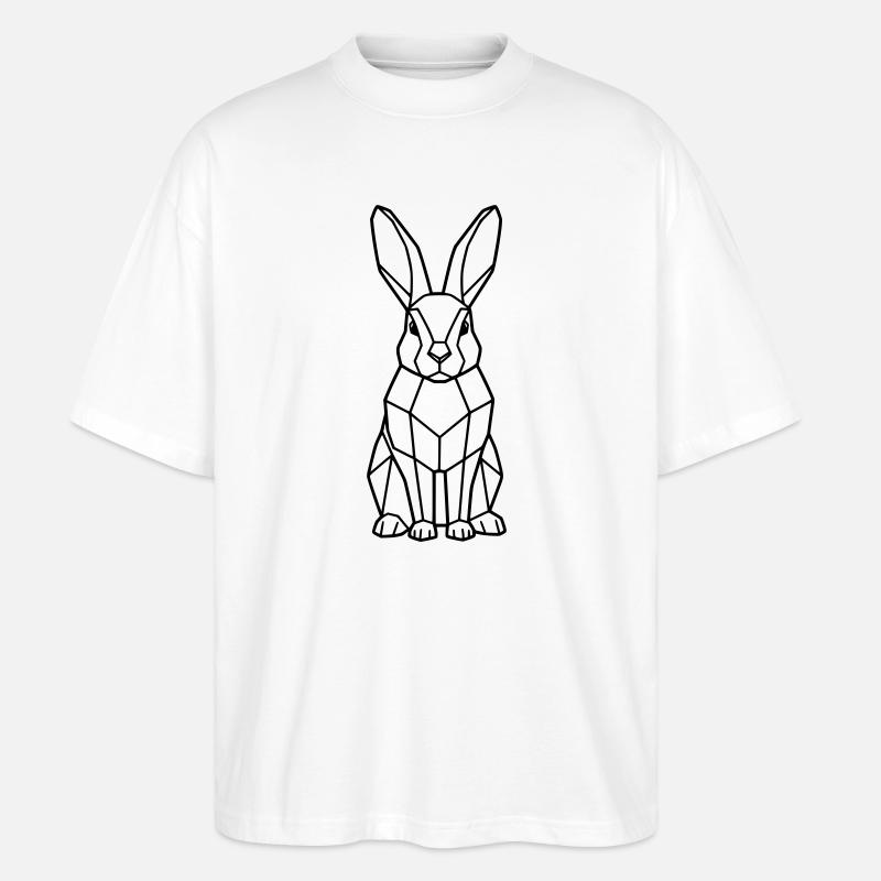 Geometrischer Hase Low Poly Outline - Stanley/Stella Oversized Unisex Bio T-Shirt Blaster 2.0 - Weiß